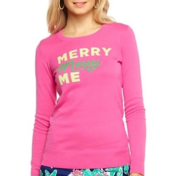 Lilly Pulitzer Sweaters - Lilly Pulitzer Marielle Sweater Women's Size XL Capri Pink Merry Merry Me